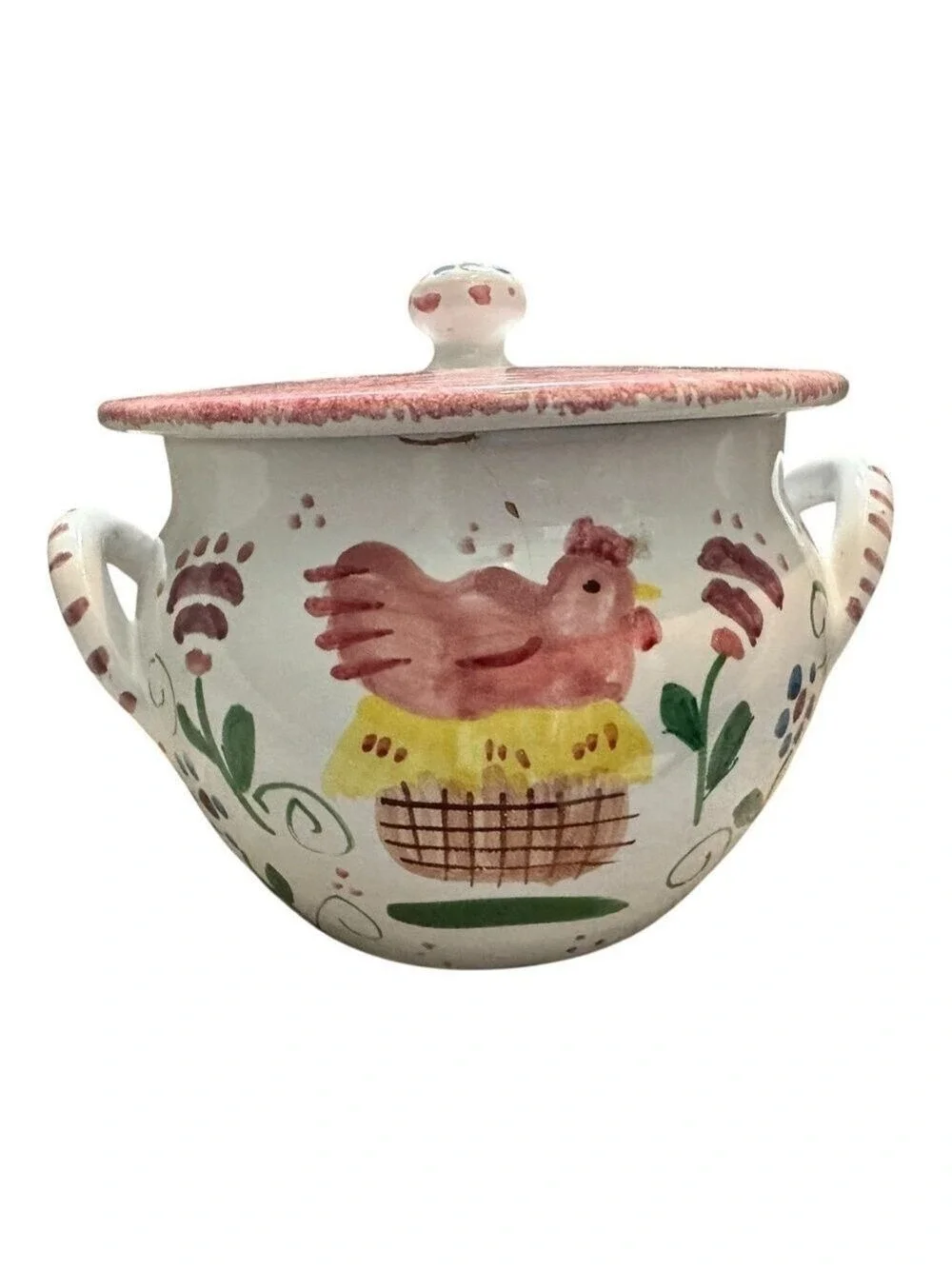 Farmhouse Hen Cookie Jar Sugar Bowl - Cottagecore Ceramic Country Kitchen Decor
